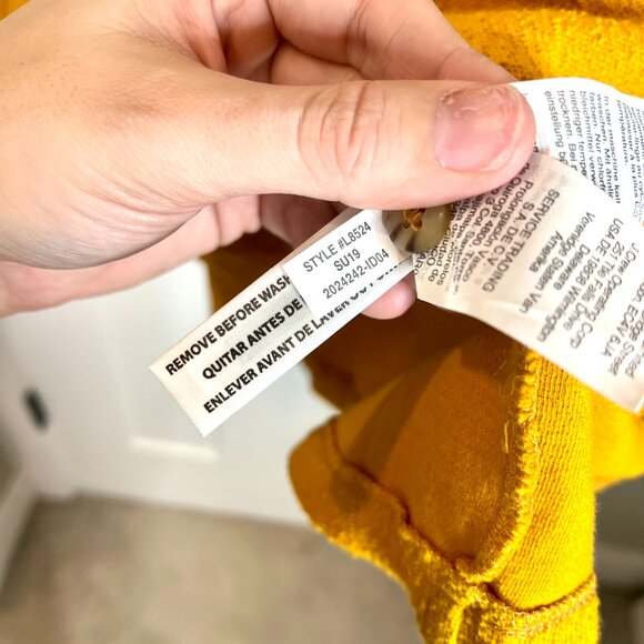 Madewell Texture & Thread Mustard Yellow Button Front Shift Dress Cap Sleeves L - Picture 7 of 8